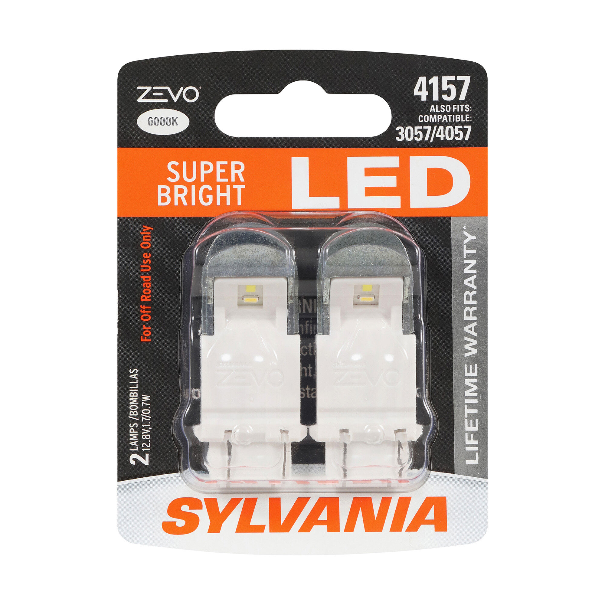 SYLVANIA 4157 WHITE ZEVO LED Mini, 2 Pack