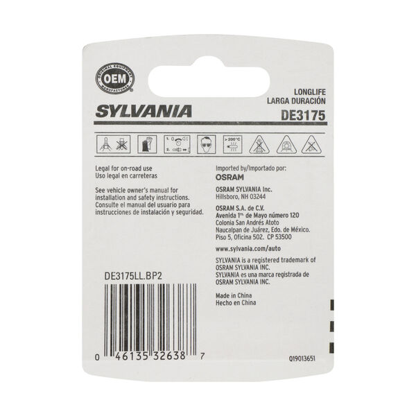 SYLVANIA DE3175 Long Life Mini Bulb, 2 Pack, , hi-res