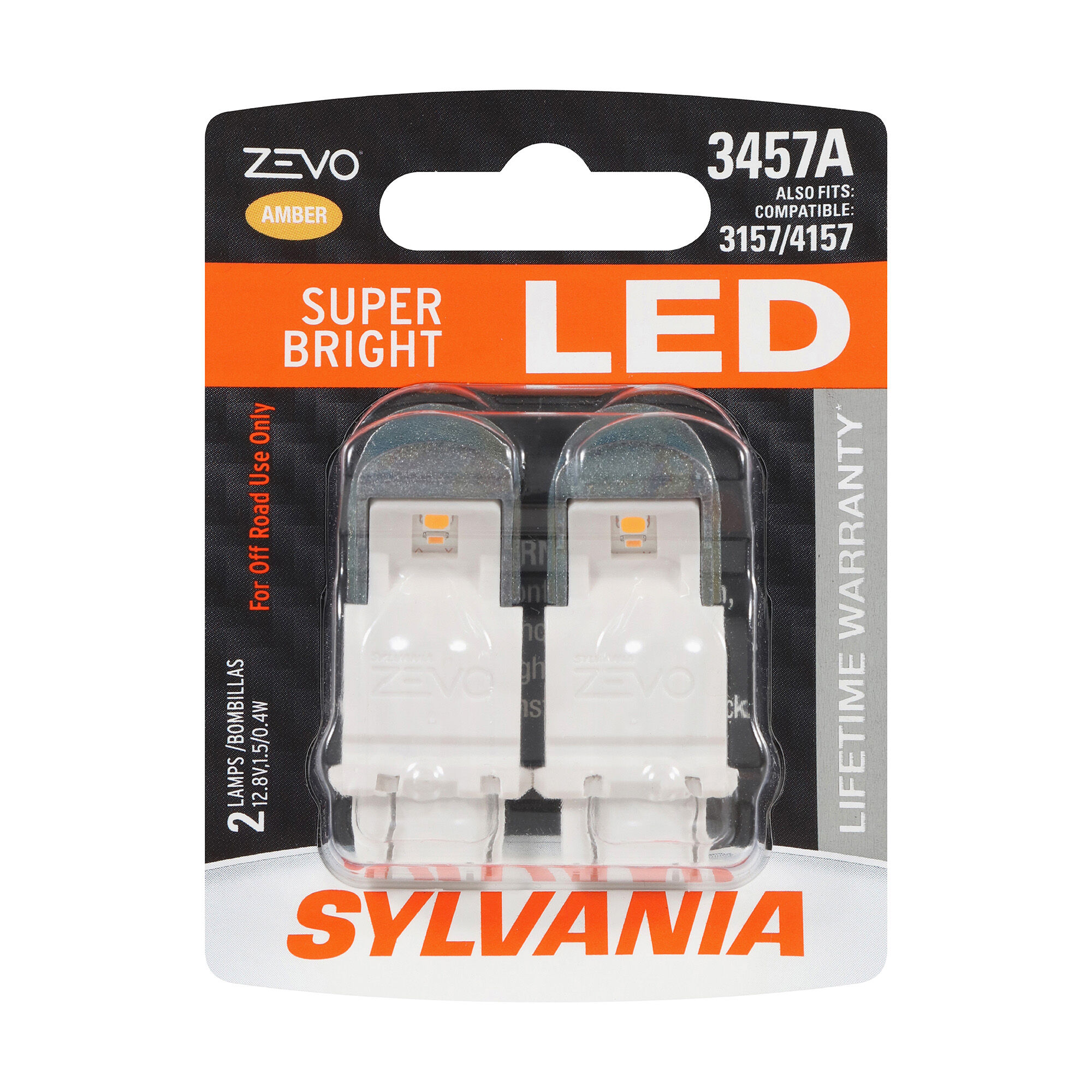SYLVANIA 3457A AMBER ZEVO LED Mini, 2 Pack