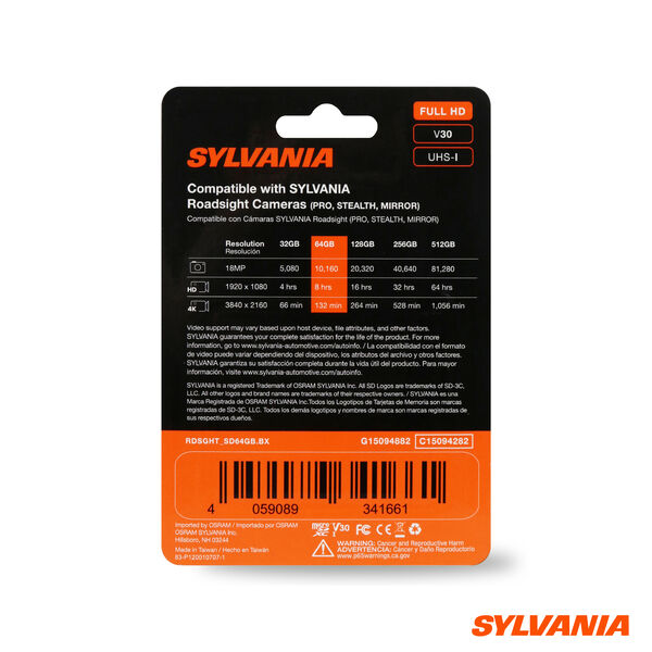 SYLVANIA Roadsight Micro SD Card 64GB, , hi-res