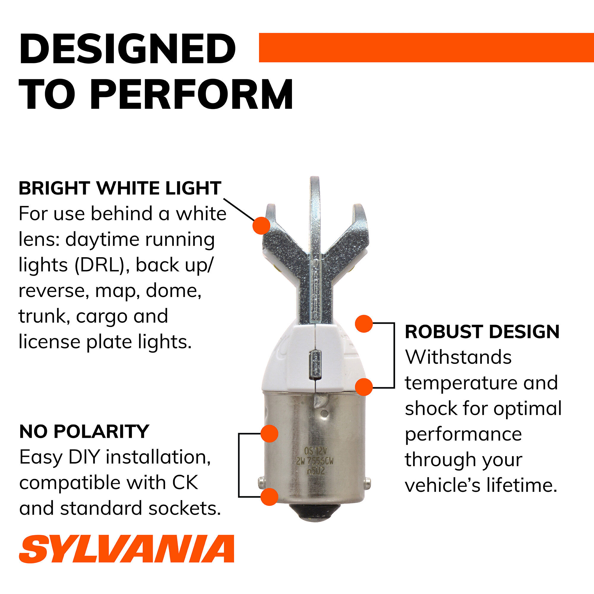 SYLVANIA 1141 WHITE ZEVO LED Mini , 2 Pack