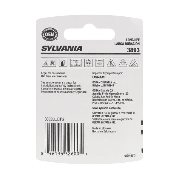 SYLVANIA 3893 Long Life Mini Bulb, 2 Pack, , hi-res