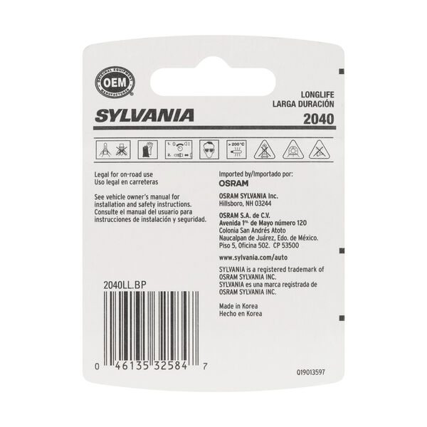 SYLVANIA 2040 Long Life Mini Bulb, 1 Pack, , hi-res