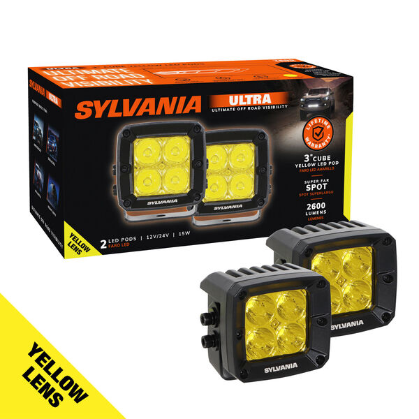 SYLVANIA Ultra 3 Inch LED Pod Cube - Yellow Spot, , hi-res