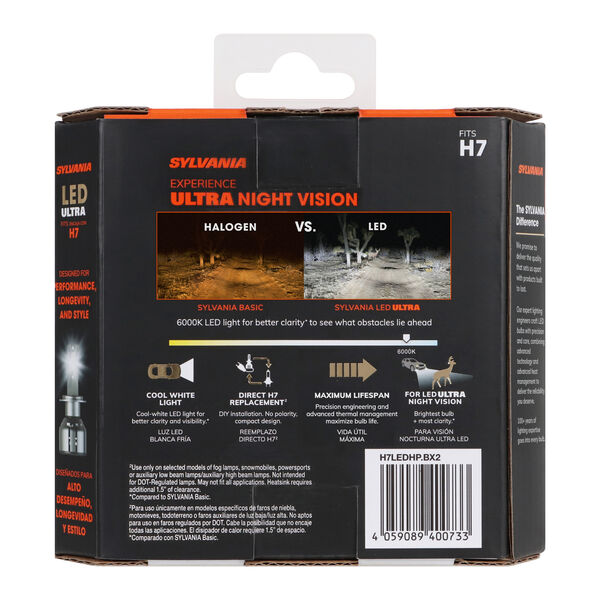 SYLVANIA H7 LED Ultra Powersports & Fog Bulb, 2 Pack, , hi-res