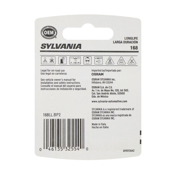 SYLVANIA 168 Long Life Mini Bulb, 2 Pack, , hi-res