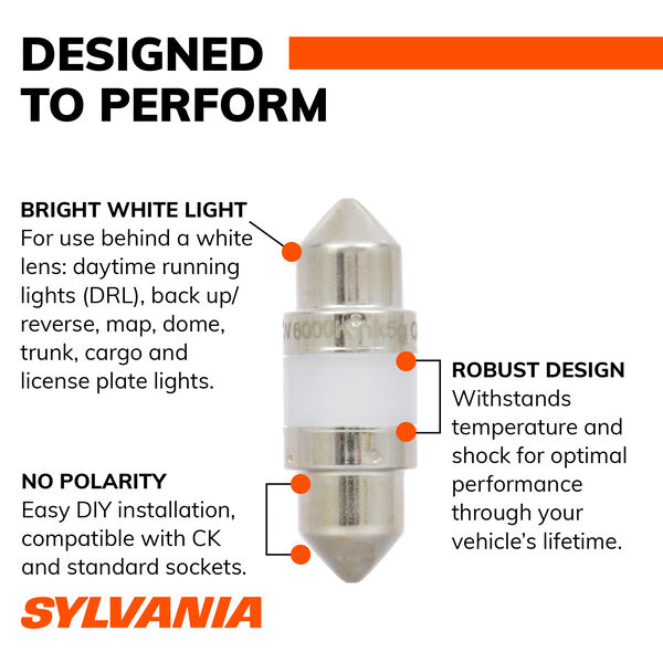 SYLVANIA DE3175 WHITE ZEVO LED Mini, 1 Pack, , hi-res