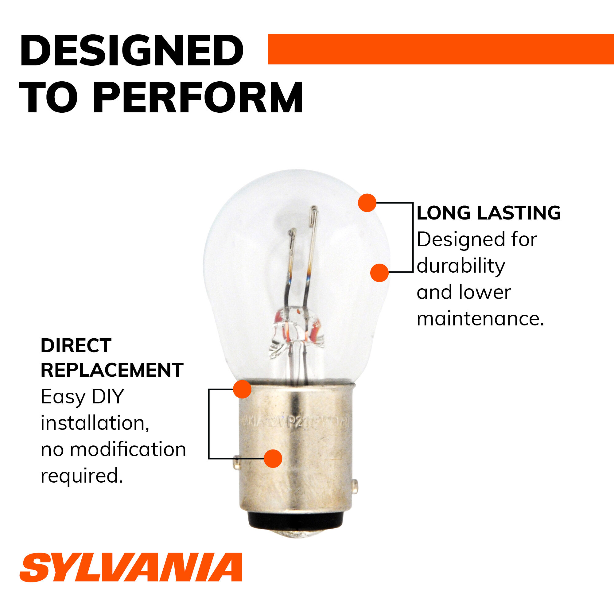SYLVANIA 1157 Long Life Mini Bulb, 2 Pack