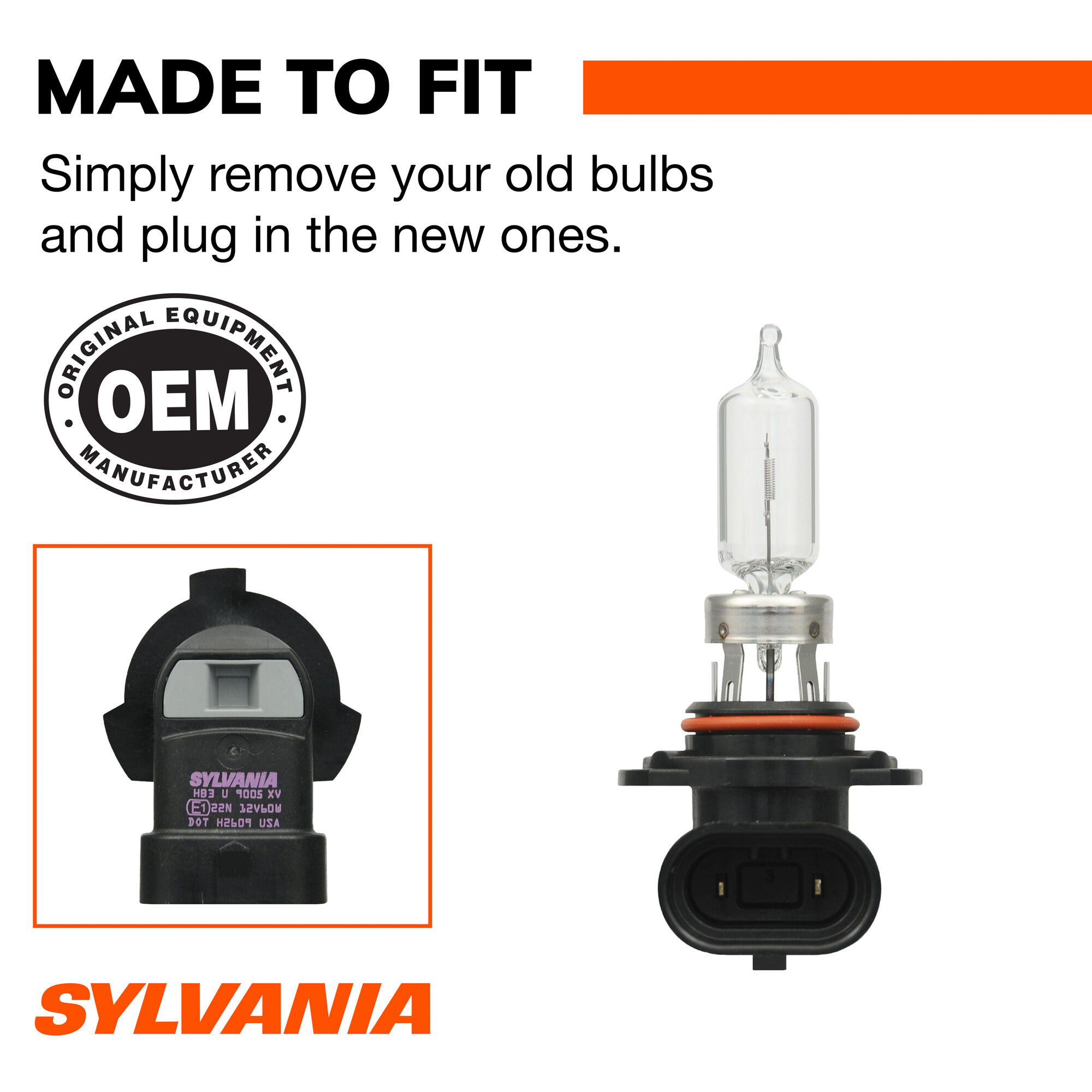 SYLVANIA 9005 XtraVision Halogen Headlight Bulb, 2 Pack