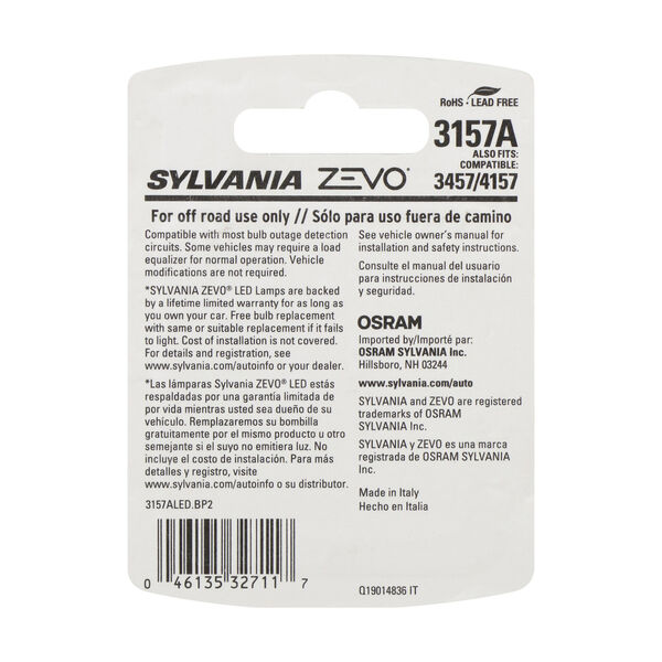 SYLVANIA 3157A AMBER ZEVO LED Mini, 2 Pack, , hi-res