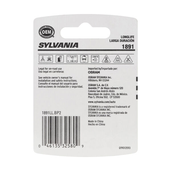 SYLVANIA 1891 Long Life Mini Bulb, 2 Pack, , hi-res