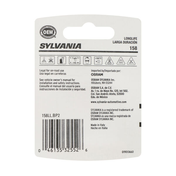 SYLVANIA 158 Long Life Mini Bulb, 2 Pack, , hi-res