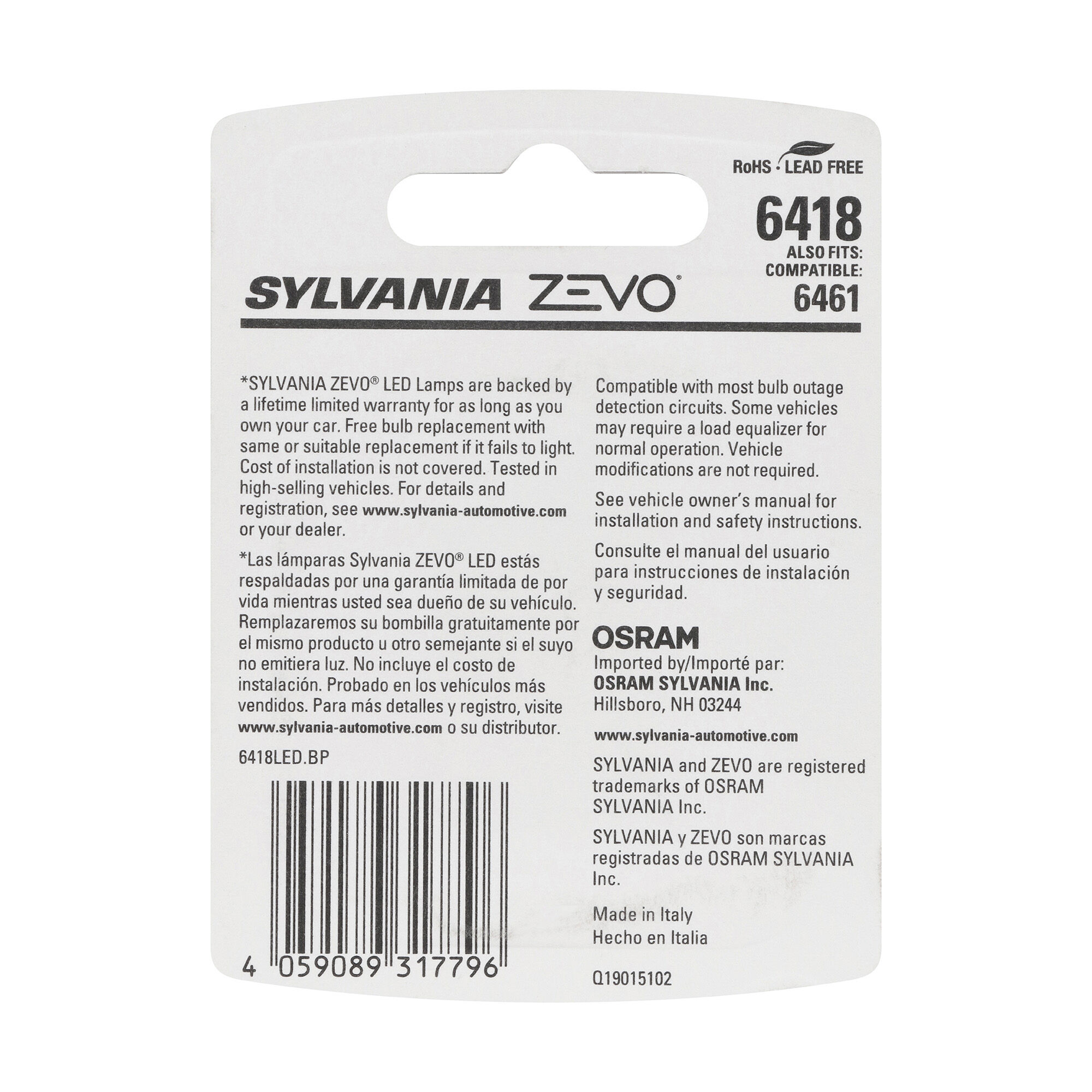 SYLVANIA 6418 WHITE ZEVO LED Mini, 1 Pack