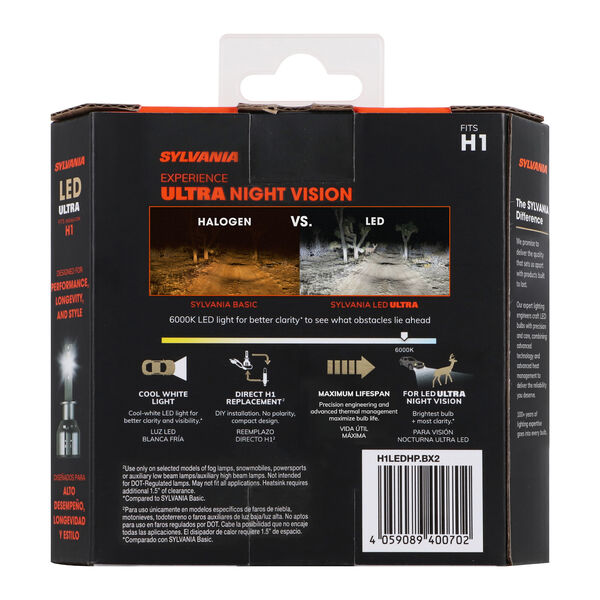 SYLVANIA H1 LED Ultra Powersports & Fog Bulb, 2 Pack, , hi-res