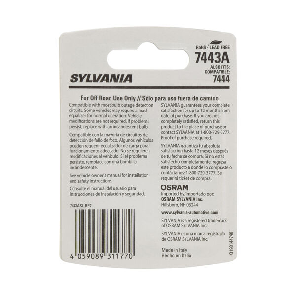 SYLVANIA 7443 AMBER LED Mini Bulb, 2 Pack, , hi-res
