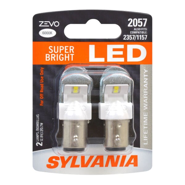SYLVANIA 2057 WHITE ZEVO LED Mini, 2 Pack, , hi-res