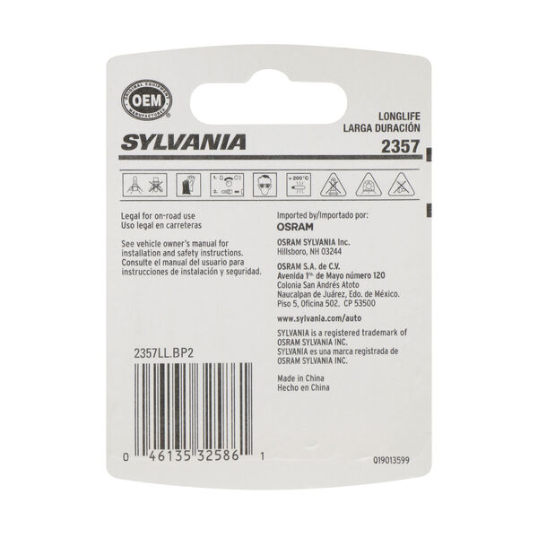 SYLVANIA 2357 Long Life Mini Bulb, 2 Pack, , hi-res