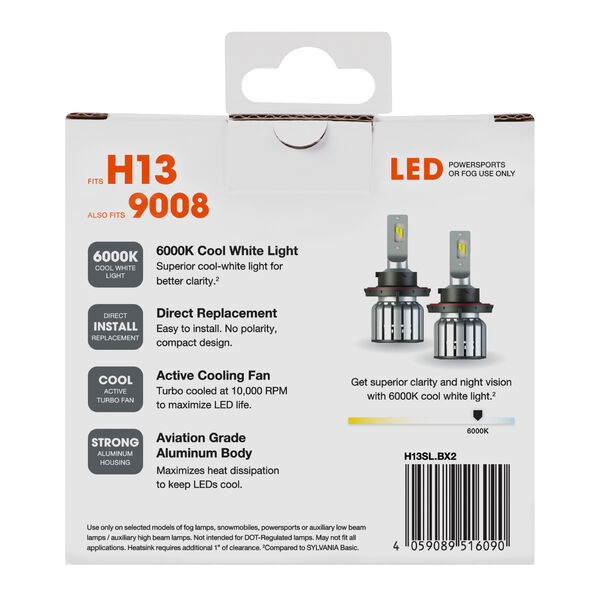 SYLVANIA H13 LED Fog & Powersports Bulb, 2 Pack, , hi-res