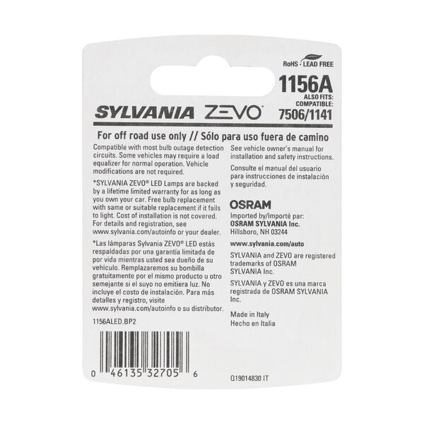 SYLVANIA 1156A AMBER ZEVO LED Mini, 2 Pack, , hi-res