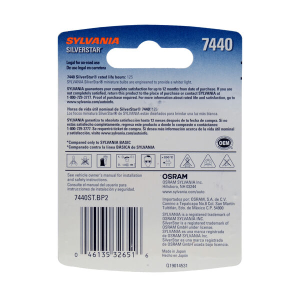 SYLVANIA 7440 SilverStar Mini Bulb, 2 Pack, , hi-res