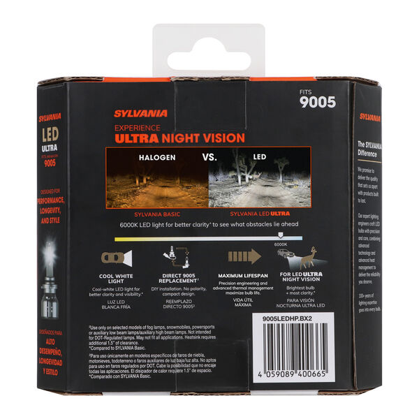SYLVANIA 9005 LED Ultra Powersports & Fog Bulb, 2 Pack, , hi-res