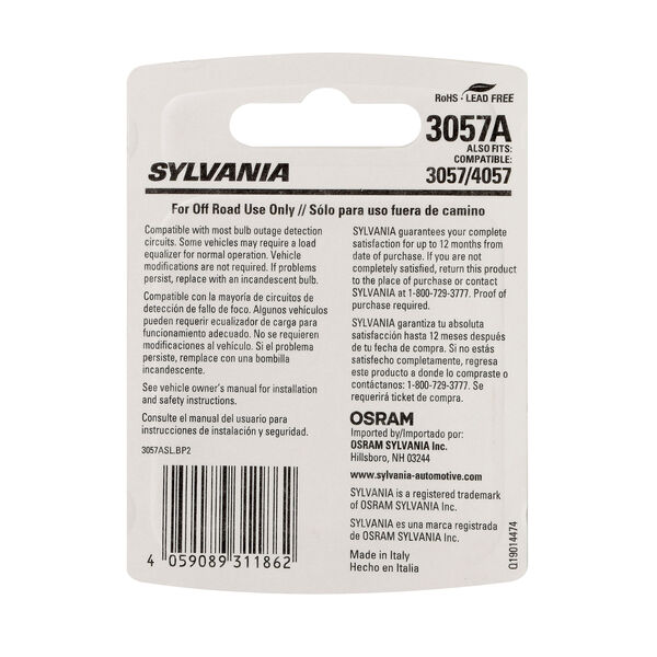 SYLVANIA 3057A AMBER SYL LED Mini Bulb Mini Bulb, 2 Pack, , hi-res