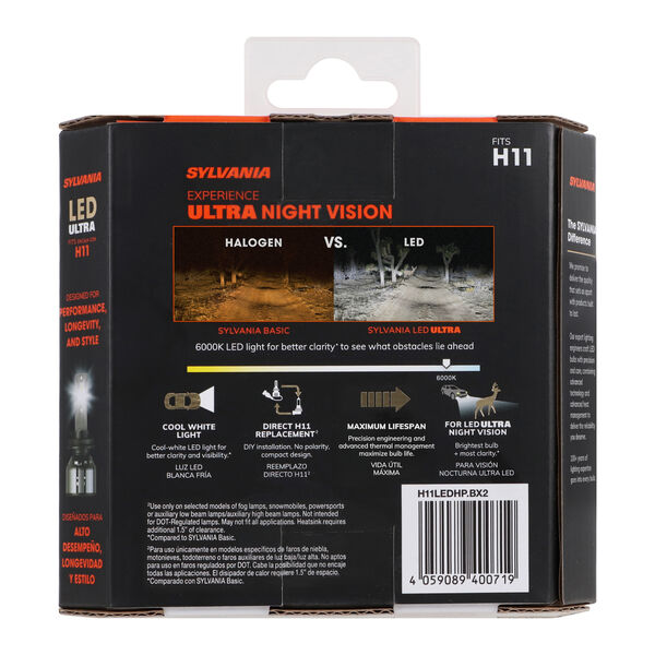 SYLVANIA H11 LED Ultra Powersports & Fog Bulb, 2 Pack, , hi-res