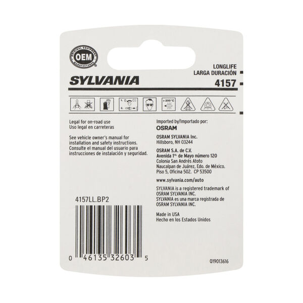 SYLVANIA 4157 Long Life Mini Bulb, 2 Pack, , hi-res