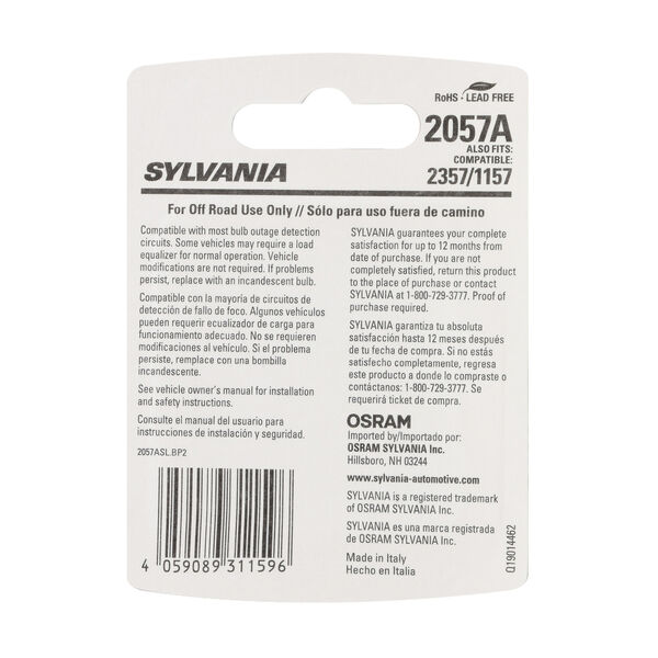 SYLVANIA 2057A AMBER SYL LED Mini Bulb Mini Bulb, 2 Pack, , hi-res