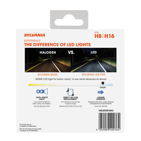 SYLVANIA H8 LED Fog Bulb, 2 Pack, , hi-res