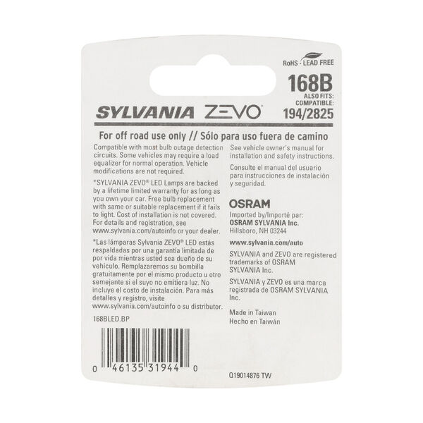 SYLVANIA 168B BLUE ZEVO LED Mini Bulb, 1 Pack, , hi-res