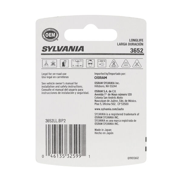 SYLVANIA 3652 Long Life Mini Bulb, 2 Pack, , hi-res