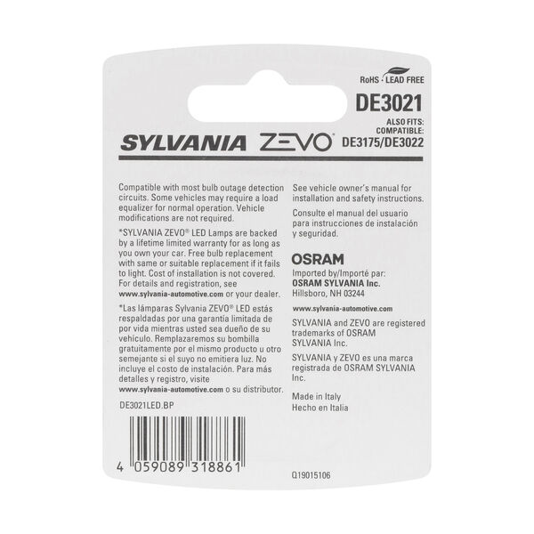 SYLVANIA DE3021 WHITE ZEVO LED Mini, 1 Pack, , hi-res