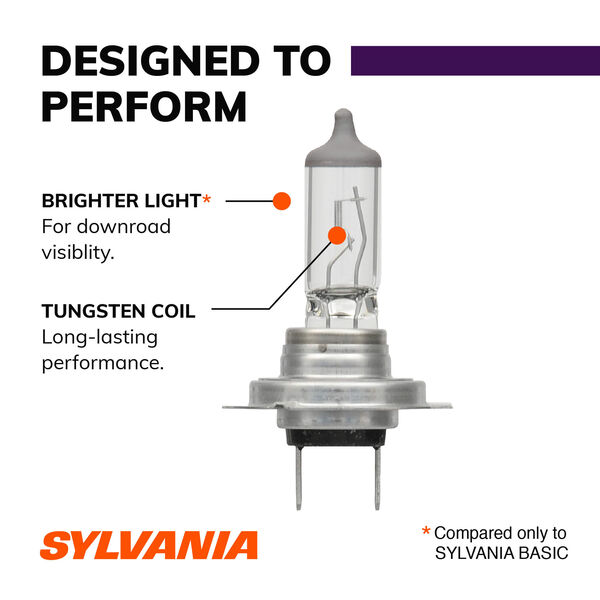 SYLVANIA H7 XtraVision Halogen Headlight Bulb, 2 Pack