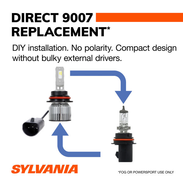 SYLVANIA 9007 LED Powersports & Fog Bulb, 2 Pack, , hi-res