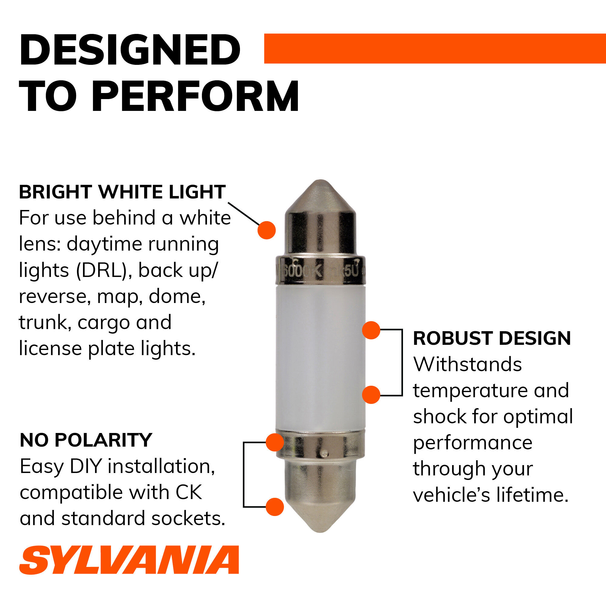 Amazon.com: SYLVANIA - 6411 41mm ZEVO LED Festoon White Bulb