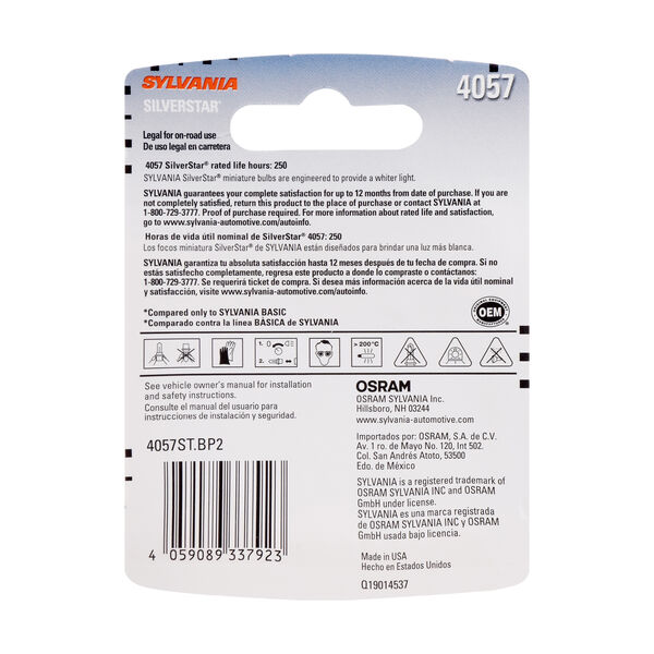 SYLVANIA 4057 SilverStar Mini Bulb, 2 Pack, , hi-res
