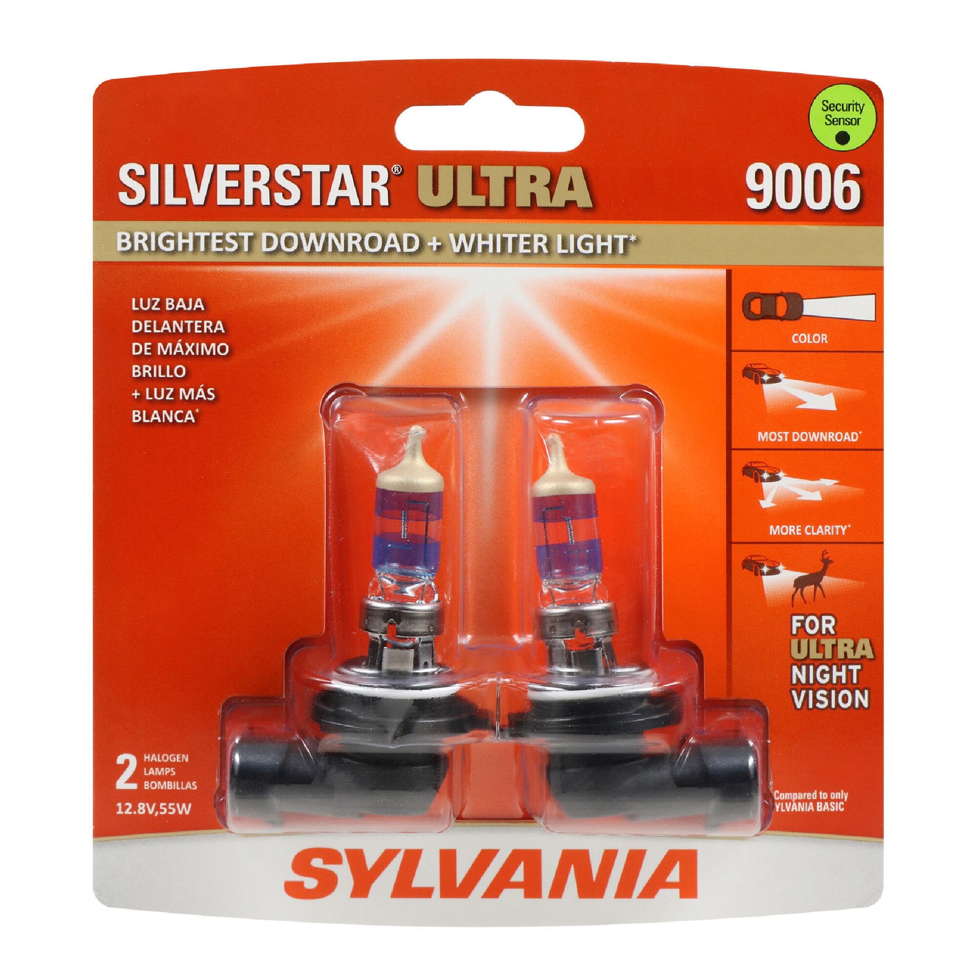 Sylvania 9006 SilverStar ULTRA Headlight Bulbs – Pair, 4100K, 55W, Halogen