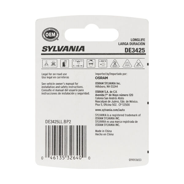 SYLVANIA DE3425 Long Life Mini Bulb, 2 Pack, , hi-res