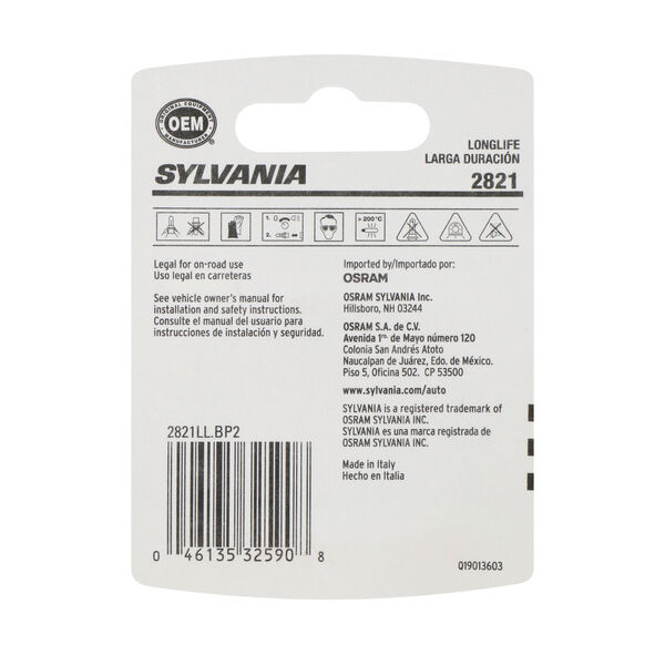 SYLVANIA 2821 Long Life Mini Bulb, 2 Pack, , hi-res