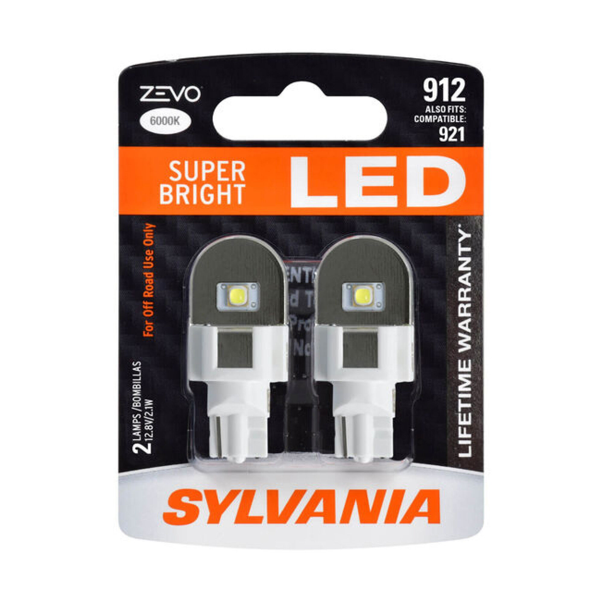 SYLVANIA 912 WHITE ZEVO LED Mini Bulb, 2 Pack SYLVANIA 912 WHITE ZEVO LED Mini Bulb, 2 Pack