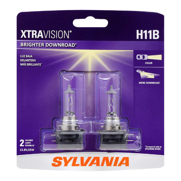 SYLVANIA H11B XtraVision Halogen Headlight Bulb, 2 Pack