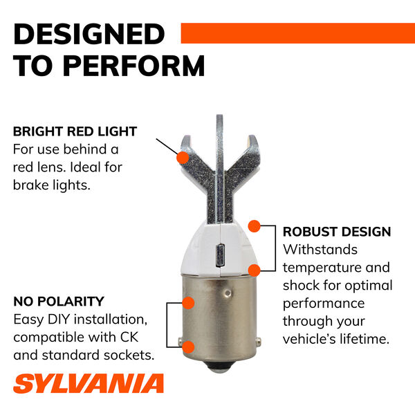 SYLVANIA 1156R RED ZEVO LED Mini, 2 Pack, , hi-res