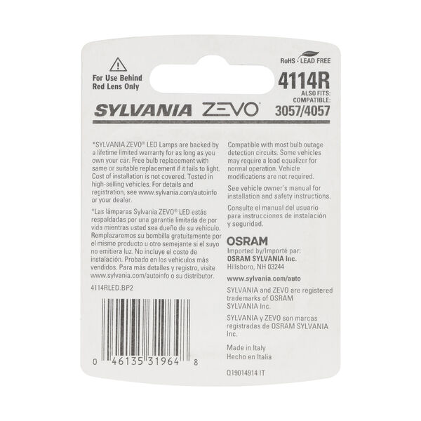 SYLVANIA 4114 RED ZEVO LED Mini Bulb, 2 Pack, , hi-res