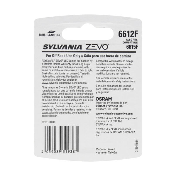 SYLVANIA 6612F WHITE ZEVO LED Mini Bulb, 1 Pack, , hi-res