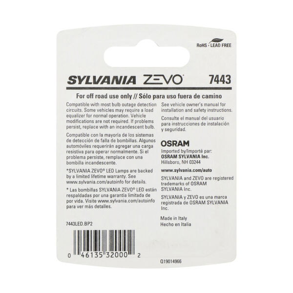 SYLVANIA 7443 WHITE ZEVO LED Mini, 2 Pack, , hi-res