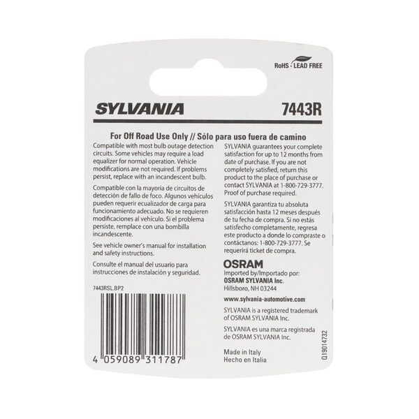 SYLVANIA 7443R RED SYL LED Mini Bulb, 2 Pack, , hi-res
