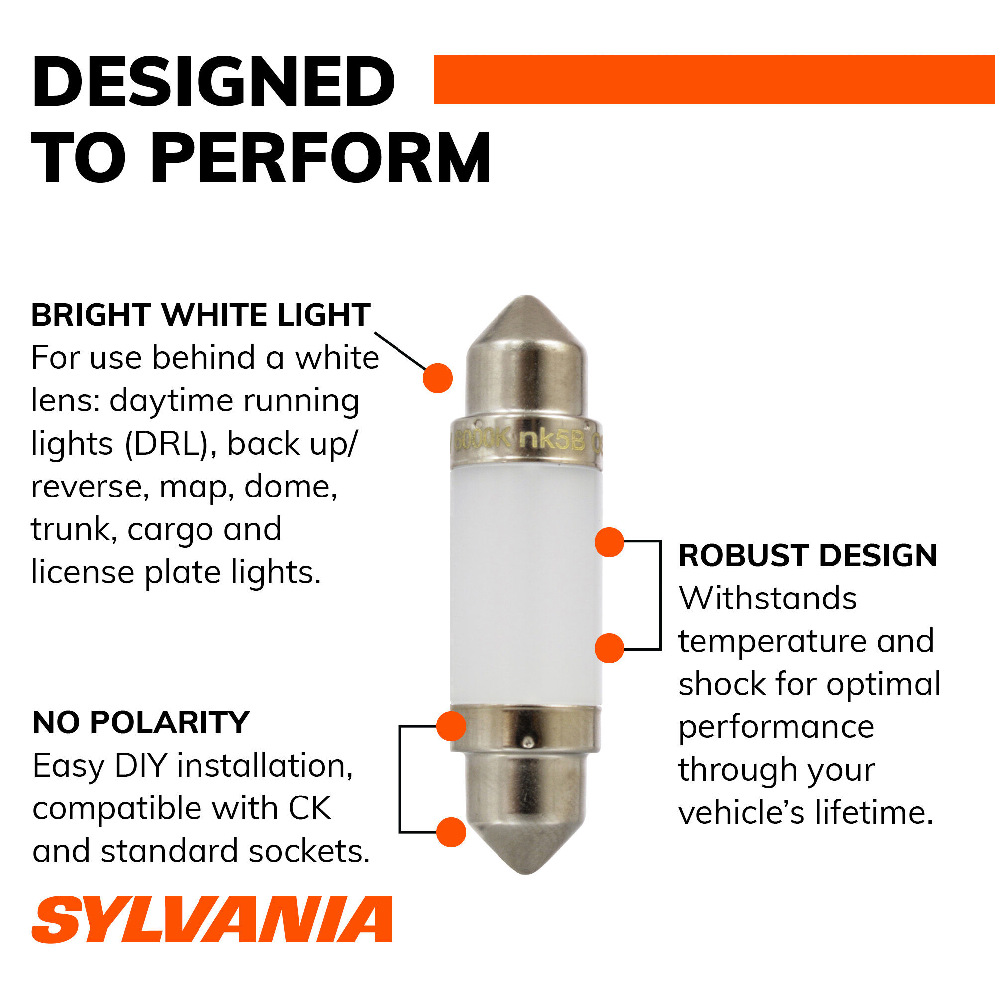 SYLVANIA 578 WHITE ZEVO LED Mini, 1 Pack