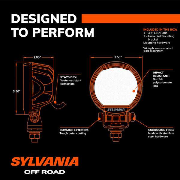 SYLVANIA Rugged 3.5 Inch LED Pod Round - Flood, , hi-res