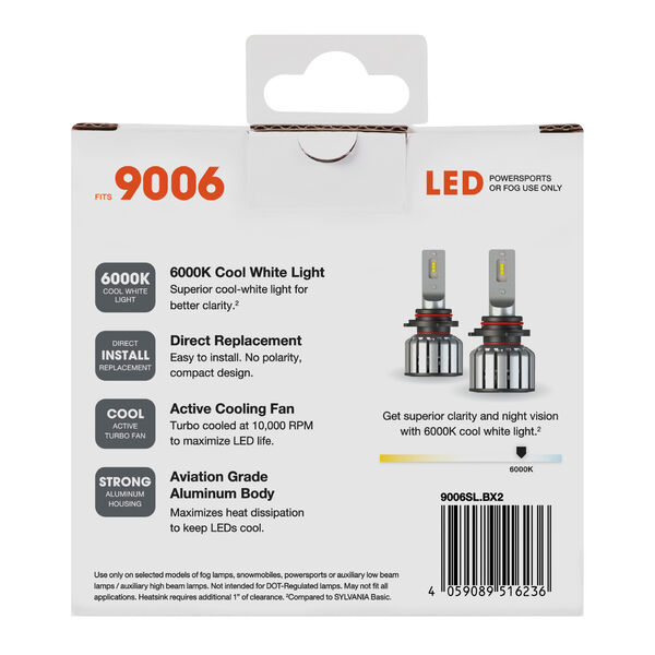 SYLVANIA 9006 LED Fog & Powersports Bulb, 2 Pack, , hi-res
